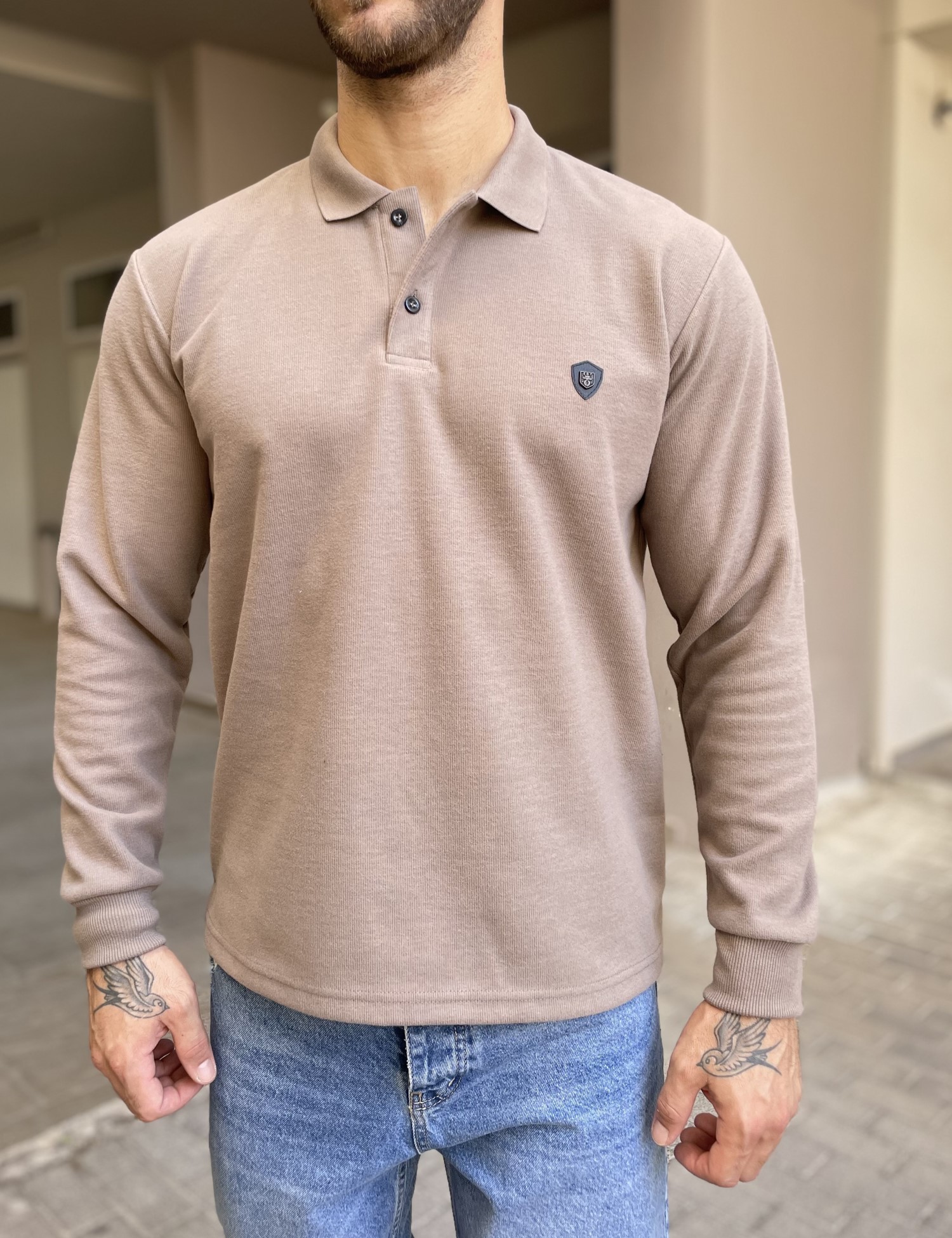Everbest Ανδρική πούρο Polo μακρυμάνικη μπλούζα Plus size 261032P φωτογραφία